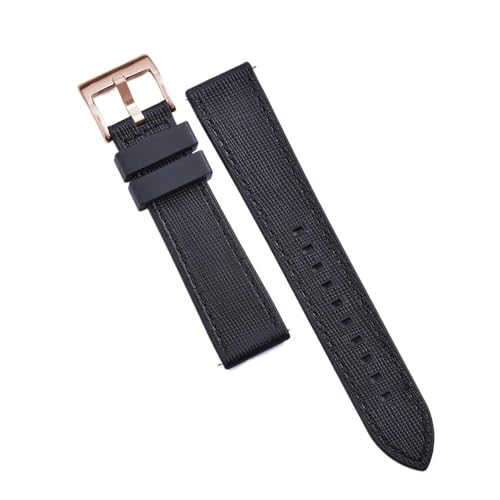 PctkeLsend 20, 22 mm Schnellverschluss-Hybrid-Fluorkautschuk-Leder. Universell passende Uhrenarmbänder for die meisten Uhren mit flacher Öffnung.(Black-Black 4,22mm) von PctkeLsend