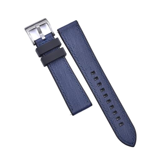 PctkeLsend 20, 22 mm Schnellverschluss-Hybrid-Fluorkautschuk-Leder. Universell passende Uhrenarmbänder for die meisten Uhren mit flacher Öffnung.(Black-Blue 1,20mm) von PctkeLsend