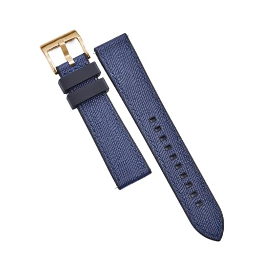 PctkeLsend 20, 22 mm Schnellverschluss-Hybrid-Fluorkautschuk-Leder. Universell passende Uhrenarmbänder for die meisten Uhren mit flacher Öffnung.(Black-Blue 3,22mm) von PctkeLsend