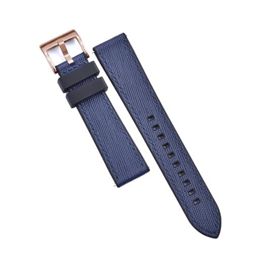 PctkeLsend 20, 22 mm Schnellverschluss-Hybrid-Fluorkautschuk-Leder. Universell passende Uhrenarmbänder for die meisten Uhren mit flacher Öffnung.(Black-Blue 4,20mm) von PctkeLsend