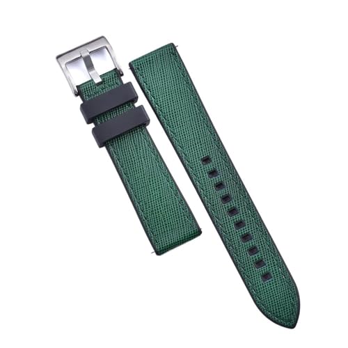 PctkeLsend 20, 22 mm Schnellverschluss-Hybrid-Fluorkautschuk-Leder. Universell passende Uhrenarmbänder for die meisten Uhren mit flacher Öffnung.(Black-Green 1,22mm) von PctkeLsend
