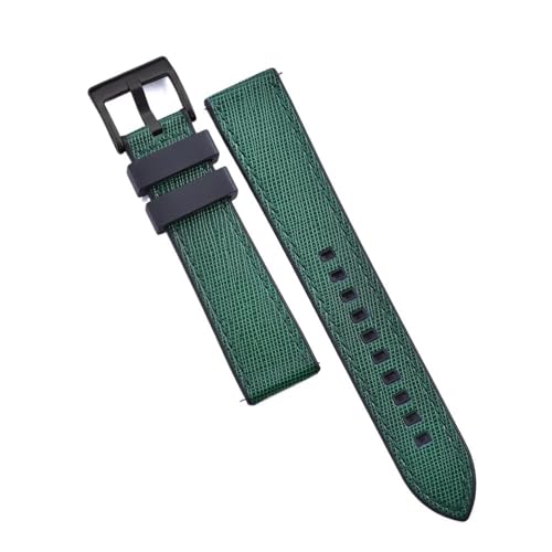 PctkeLsend 20, 22 mm Schnellverschluss-Hybrid-Fluorkautschuk-Leder. Universell passende Uhrenarmbänder for die meisten Uhren mit flacher Öffnung.(Black-Green 2,22mm) von PctkeLsend