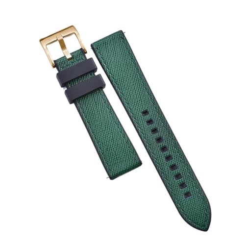 PctkeLsend 20, 22 mm Schnellverschluss-Hybrid-Fluorkautschuk-Leder. Universell passende Uhrenarmbänder for die meisten Uhren mit flacher Öffnung.(Black-Green 3,22mm) von PctkeLsend