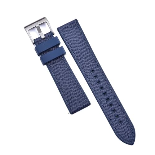 PctkeLsend 20, 22 mm Schnellverschluss-Hybrid-Fluorkautschuk-Leder. Universell passende Uhrenarmbänder for die meisten Uhren mit flacher Öffnung.(Blue-Blue 1,20mm) von PctkeLsend