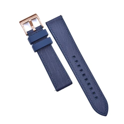 PctkeLsend 20, 22 mm Schnellverschluss-Hybrid-Fluorkautschuk-Leder. Universell passende Uhrenarmbänder for die meisten Uhren mit flacher Öffnung.(Blue-Blue 4,20mm) von PctkeLsend