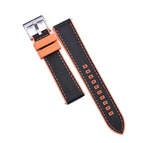 PctkeLsend 20, 22 mm Schnellverschluss-Hybrid-Fluorkautschuk-Leder. Universell passende Uhrenarmbänder for die meisten Uhren mit flacher Öffnung.(Orange-Black 1,20mm) von PctkeLsend