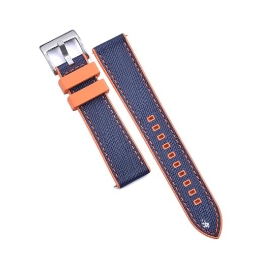 PctkeLsend 20, 22 mm Schnellverschluss-Hybrid-Fluorkautschuk-Leder. Universell passende Uhrenarmbänder for die meisten Uhren mit flacher Öffnung.(Orange-Blue 1,20mm) von PctkeLsend
