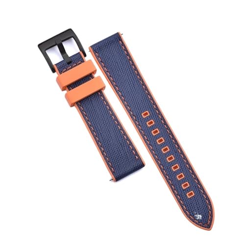 PctkeLsend 20, 22 mm Schnellverschluss-Hybrid-Fluorkautschuk-Leder. Universell passende Uhrenarmbänder for die meisten Uhren mit flacher Öffnung.(Orange-Blue 2,20mm) von PctkeLsend