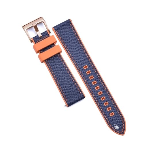 PctkeLsend 20, 22 mm Schnellverschluss-Hybrid-Fluorkautschuk-Leder. Universell passende Uhrenarmbänder for die meisten Uhren mit flacher Öffnung.(Orange-Blue 4,20mm) von PctkeLsend