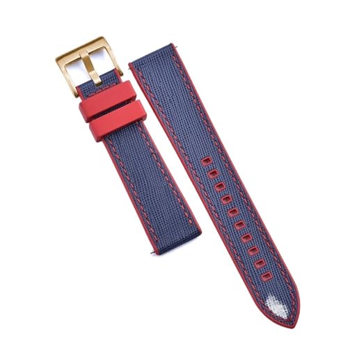 PctkeLsend 20, 22 mm Schnellverschluss-Hybrid-Fluorkautschuk-Leder. Universell passende Uhrenarmbänder for die meisten Uhren mit flacher Öffnung.(Red-Blue 3,20mm) von PctkeLsend