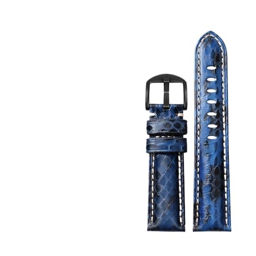PctkeLsend 20 22 24 26MM Handgemachte Leder Camouflage Armband Fit for PAM111 441(Blue Brack buckle,22mm) von PctkeLsend