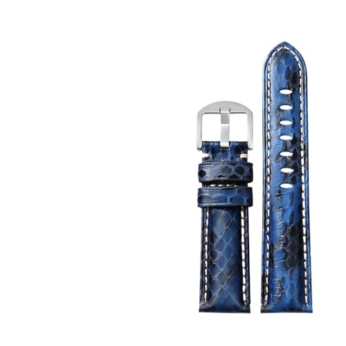 PctkeLsend 20 22 24 26MM Handgemachte Leder Camouflage Armband Fit for PAM111 441(Blue silver buckle,20mm) von PctkeLsend