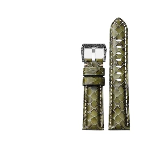 PctkeLsend 20 22 24 26MM Handgemachte Leder Camouflage Armband Fit for PAM111 441(Green Carved buckle,22mm) von PctkeLsend