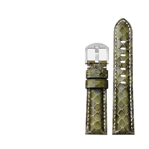 PctkeLsend 20 22 24 26MM Handgemachte Leder Camouflage Armband Fit for PAM111 441(Green silver buckle,20mm) von PctkeLsend