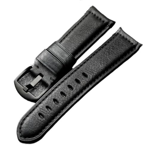 PctkeLsend 20 22 24 26MM Herren Retro Handgefertigtes Lederarmband Universell passend for die meisten Flachmunduhren(A Brack Buckle,24mm) von PctkeLsend