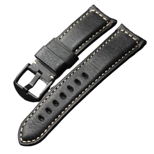 PctkeLsend 20 22 24 26MM Herren Retro Handgefertigtes Lederarmband Universell passend for die meisten Flachmunduhren(B Brack Buckle,22mm) von PctkeLsend