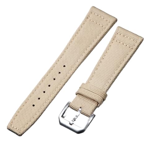 PctkeLsend 20–22 mm wasserdichtes Sportarmband aus Nylon-Canvas passend for IWC Pilot(Beige white,22MM_NO LOGO) von PctkeLsend