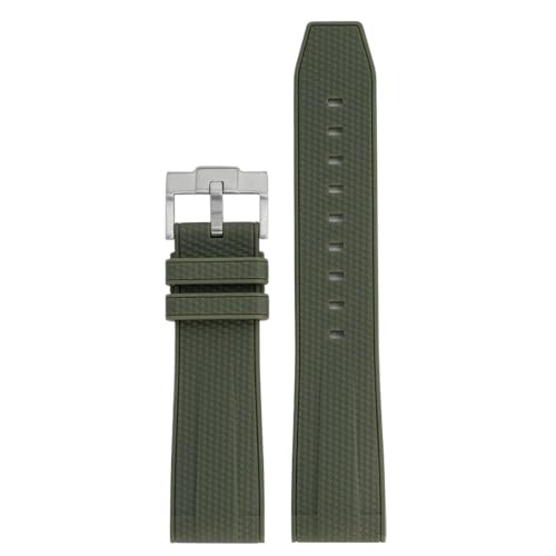 PctkeLsend 20 、 22mm Männer Frauen Edelstahl Schnalle Quick Release Wasserdichte Tauchen Flüssigkeit Silikon Armband(Green,22mm) von PctkeLsend