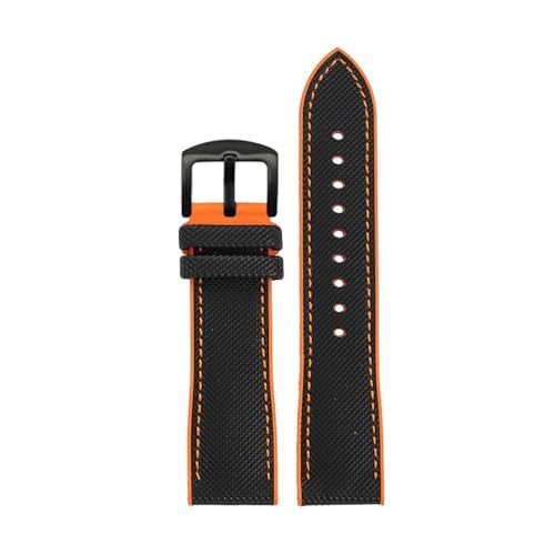 PctkeLsend 20–24 mm PVC-Silikonkautschuk, wasserdichtes und staubdichtes Uhrenarmband, passend for Longines/IWC(Black orange-B pin,21mm) von PctkeLsend