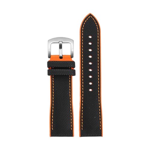 PctkeLsend 20–24 mm PVC-Silikonkautschuk, wasserdichtes und staubdichtes Uhrenarmband, passend for Longines/IWC(Black orange-S pin,22mm) von PctkeLsend