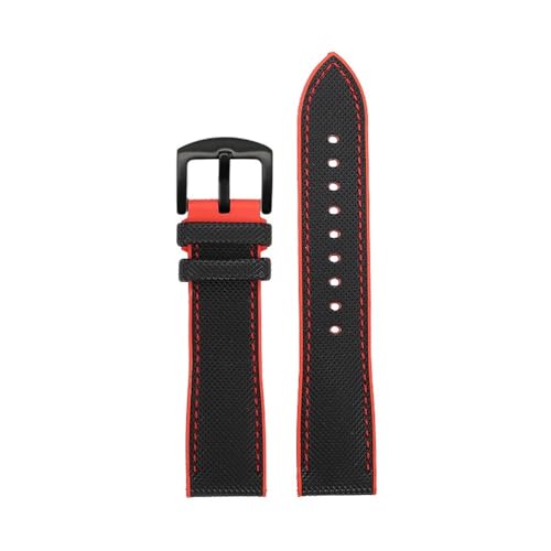 PctkeLsend 20–24 mm PVC-Silikonkautschuk, wasserdichtes und staubdichtes Uhrenarmband, passend for Longines/IWC(Black red-B pin,24mm) von PctkeLsend