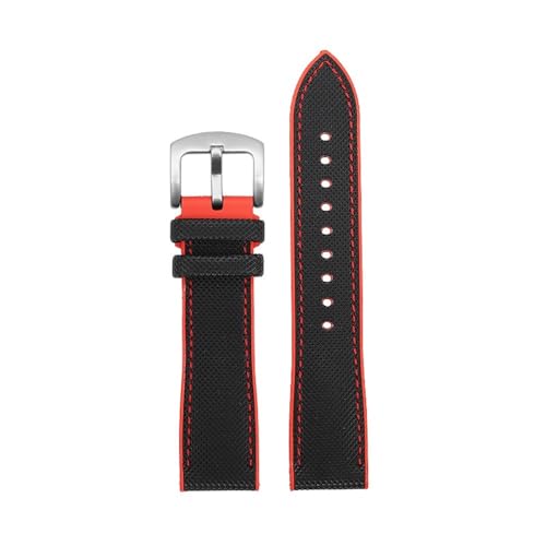PctkeLsend 20–24 mm PVC-Silikonkautschuk, wasserdichtes und staubdichtes Uhrenarmband, passend for Longines/IWC(Black red-S pin,23mm) von PctkeLsend