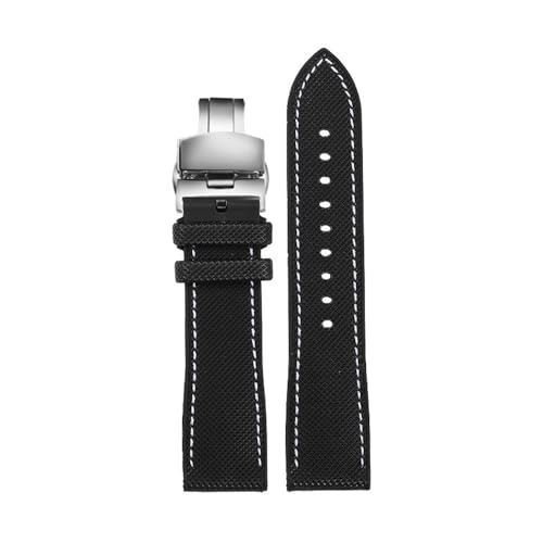 PctkeLsend 20–24 mm PVC-Silikonkautschuk, wasserdichtes und staubdichtes Uhrenarmband, passend for Longines/IWC(Black white-Silver,24mm) von PctkeLsend
