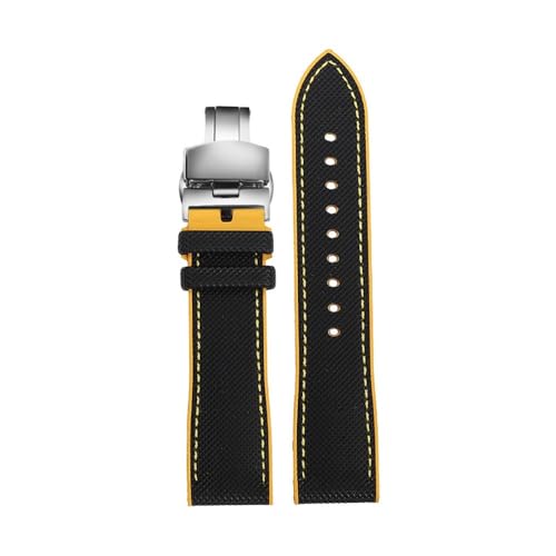 PctkeLsend 20–24 mm PVC-Silikonkautschuk, wasserdichtes und staubdichtes Uhrenarmband, passend for Longines/IWC(Black yellow-Silver,23mm) von PctkeLsend