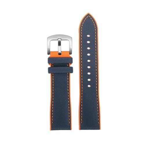 PctkeLsend 20–24 mm PVC-Silikonkautschuk, wasserdichtes und staubdichtes Uhrenarmband, passend for Longines/IWC(Blue orange-S pin,24mm) von PctkeLsend