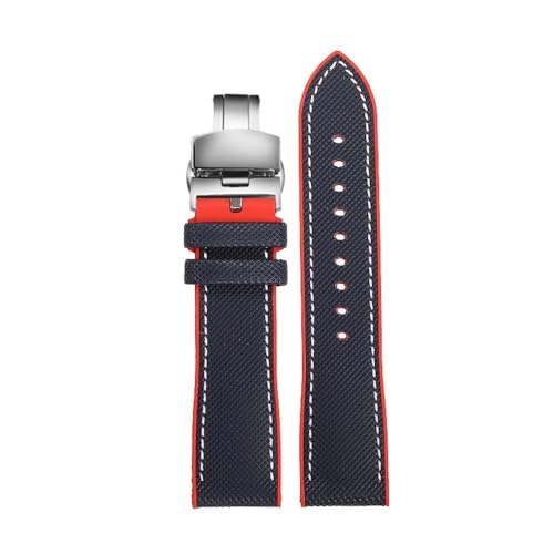PctkeLsend 20–24 mm PVC-Silikonkautschuk, wasserdichtes und staubdichtes Uhrenarmband, passend for Longines/IWC(Blue red-Silver,24mm) von PctkeLsend
