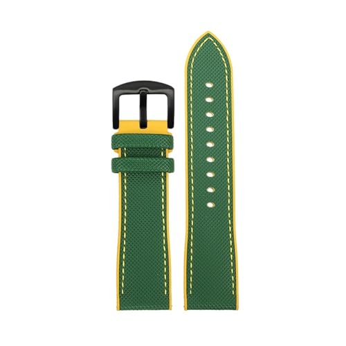PctkeLsend 20–24 mm PVC-Silikonkautschuk, wasserdichtes und staubdichtes Uhrenarmband, passend for Longines/IWC(Green yellow-B pin,24mm) von PctkeLsend