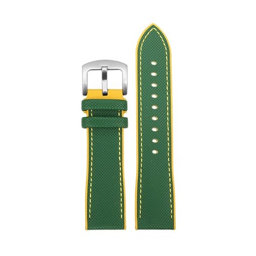 PctkeLsend 20–24 mm PVC-Silikonkautschuk, wasserdichtes und staubdichtes Uhrenarmband, passend for Longines/IWC(Green yellow-S pin,21mm) von PctkeLsend