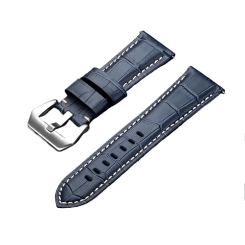 PctkeLsend 20–26 mm Echtleder-Armband mit Stahl-Dornschließe, passend for die meisten Uhren mit flacher Öffnung(Blue,24mm) von PctkeLsend