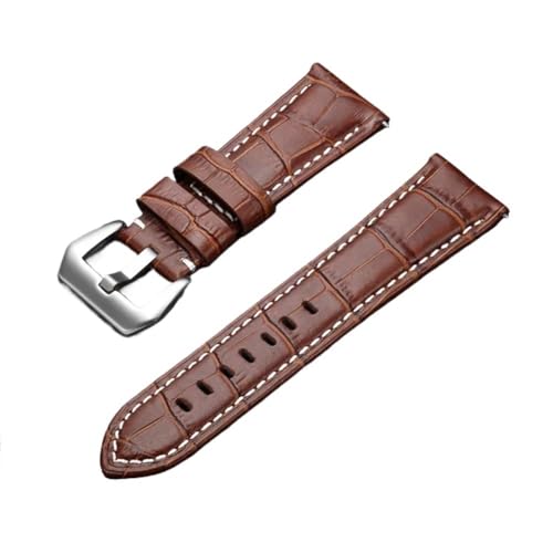 PctkeLsend 20–26 mm Echtleder-Armband mit Stahl-Dornschließe, passend for die meisten Uhren mit flacher Öffnung(Brown,24mm) von PctkeLsend