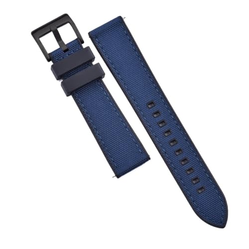 PctkeLsend 20 mm 22 mm Hybrid-Fluorkautschuk-Canvas-Nylon-Schnellverschluss-Universal-Uhrenarmbänder, passend for Taucheruhren jeder Marke(Black-Blue 2,20mm) von PctkeLsend