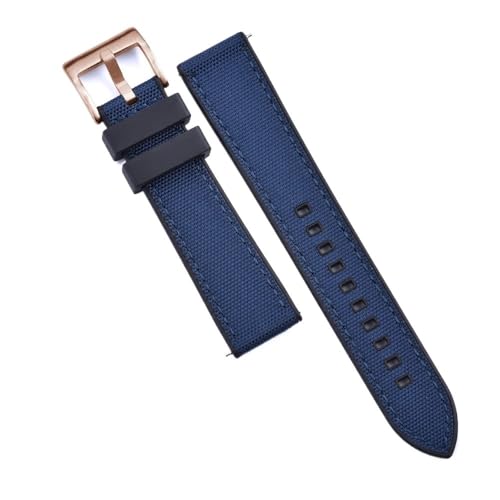 PctkeLsend 20 mm 22 mm Hybrid-Fluorkautschuk-Canvas-Nylon-Schnellverschluss-Universal-Uhrenarmbänder, passend for Taucheruhren jeder Marke(Black-Blue 4,20mm) von PctkeLsend