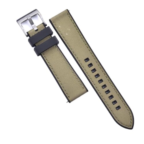 PctkeLsend 20 mm 22 mm Hybrid-Fluorkautschuk-Canvas-Nylon-Schnellverschluss-Universal-Uhrenarmbänder, passend for Taucheruhren jeder Marke(Black-Khaki 1,20mm) von PctkeLsend