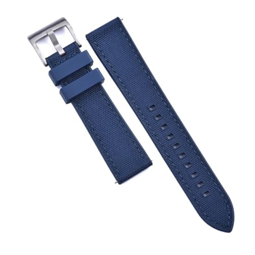 PctkeLsend 20 mm 22 mm Hybrid-Fluorkautschuk-Canvas-Nylon-Schnellverschluss-Universal-Uhrenarmbänder, passend for Taucheruhren jeder Marke(Blue-Blue 1,20mm) von PctkeLsend