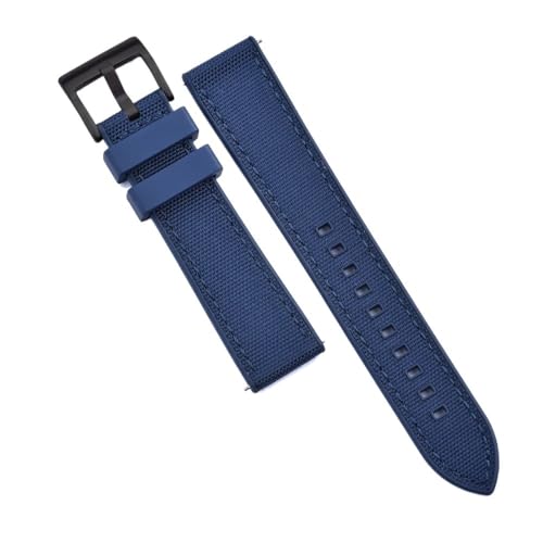PctkeLsend 20 mm 22 mm Hybrid-Fluorkautschuk-Canvas-Nylon-Schnellverschluss-Universal-Uhrenarmbänder, passend for Taucheruhren jeder Marke(Blue-Blue 2,22mm) von PctkeLsend