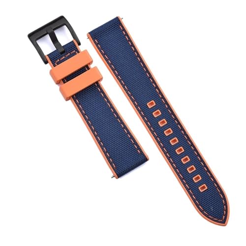 PctkeLsend 20 mm 22 mm Hybrid-Fluorkautschuk-Canvas-Nylon-Schnellverschluss-Universal-Uhrenarmbänder, passend for Taucheruhren jeder Marke(Orange-Blue 2,20mm) von PctkeLsend