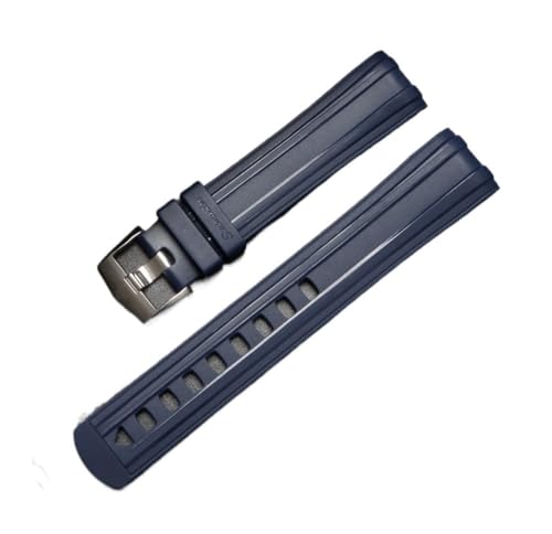 PctkeLsend 20 mm Taucharmband aus Fluorkautschuk-Silikon passend for Omega-a New Seamaste-r 300(Blue silver clasp) von PctkeLsend