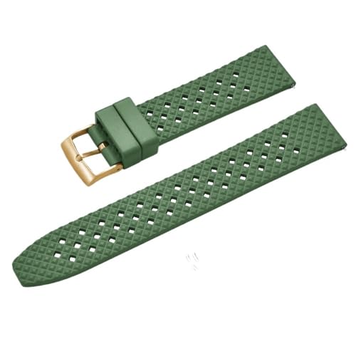 PctkeLsend 20mm 22mm Atmungsaktive FKM Gummi Tropische Schweiß-Beweis Wasserdichte Quick Release Uhrenarmbänder(Green gold,20mm) von PctkeLsend