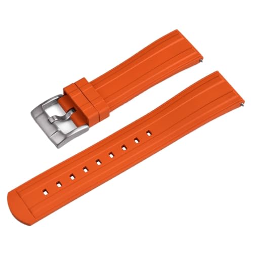 PctkeLsend 20mm 22mm Frosted Grain Gummi Locking Feature Quick Release Taucherarmband(Orange,Strap20mm-Buckle18mm) von PctkeLsend