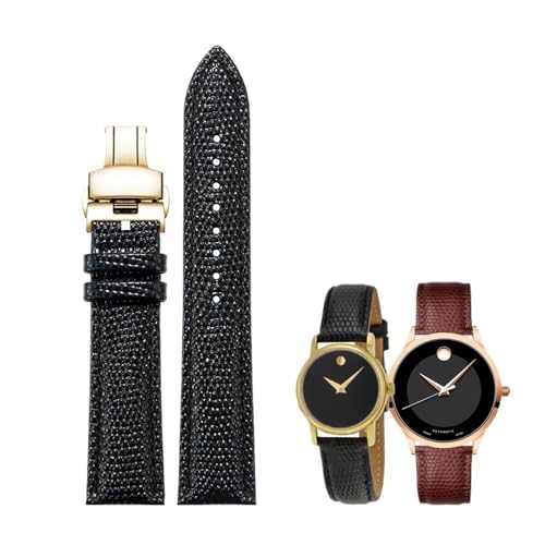 PctkeLsend 21 mm Echtlederarmband mit Eidechsenmuster, passend for Movado/Seagull/Rossini/Rolex-Uhren(Black gold) von PctkeLsend