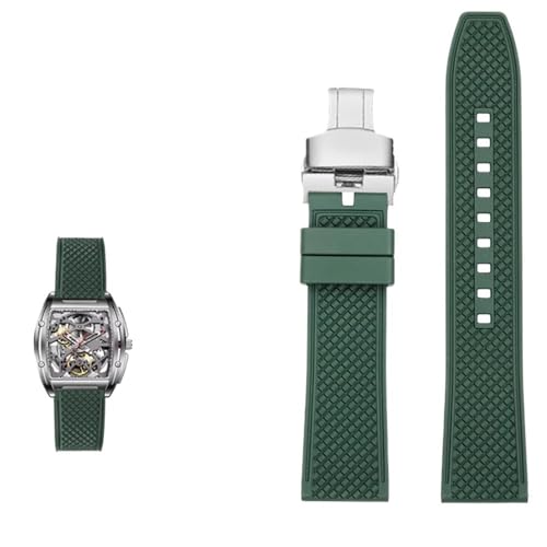 PctkeLsend 22mm wasserdichtes Fluorkautschuk-Schnellverschlussarmband for Herren, passend for CIGA(A-green-silver) von PctkeLsend