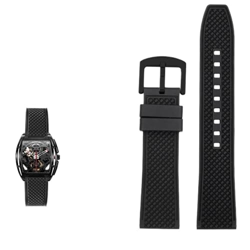 PctkeLsend 22mm wasserdichtes Fluorkautschuk-Schnellverschlussarmband for Herren, passend for CIGA(Black-black) von PctkeLsend