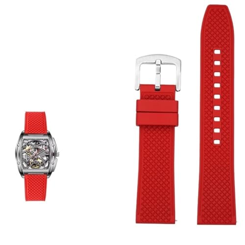 PctkeLsend 22mm wasserdichtes Fluorkautschuk-Schnellverschlussarmband for Herren, passend for CIGA(Red-silver) von PctkeLsend