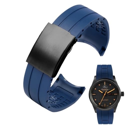 PctkeLsend 23 mm 22 mm Silikonarmband passend for Citizen Der Blaue Engel 2. Generation JY8078-52L JY8035/8085 passend for Mido Helmsman M005(A blue black,22mm) von PctkeLsend