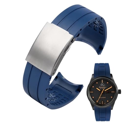 PctkeLsend 23 mm 22 mm Silikonarmband passend for Citizen Der Blaue Engel 2. Generation JY8078-52L JY8035/8085 passend for Mido Helmsman M005(A blue silver,23mm) von PctkeLsend