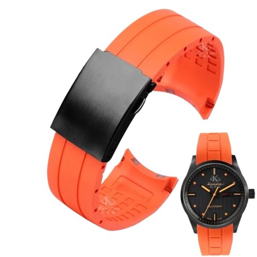 PctkeLsend 23 mm 22 mm Silikonarmband passend for Citizen Der Blaue Engel 2. Generation JY8078-52L JY8035/8085 passend for Mido Helmsman M005(A orange black,22mm) von PctkeLsend